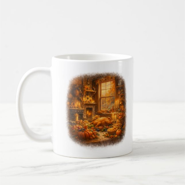 Thanksgiving Farmhouse Kitchen – Harvest Feast Coffee Mug (Left)