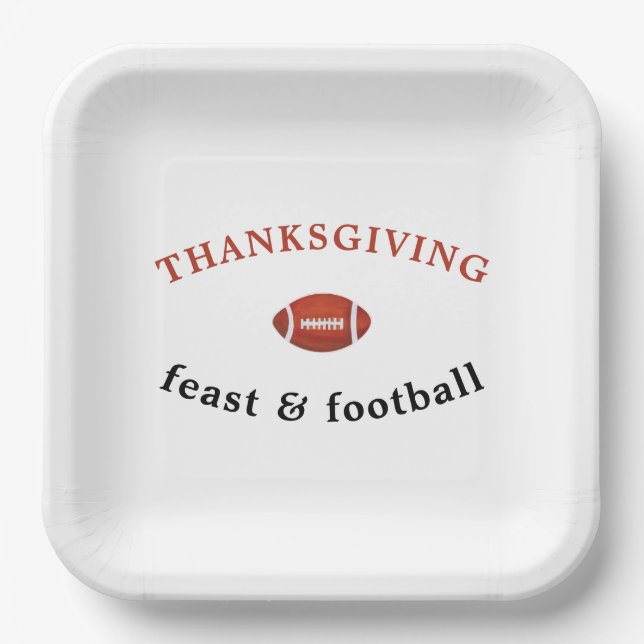 Thanksgiving Feast and Football Dinner Party Paper Plate (Front)