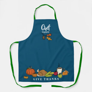 Thanksgiving Feast Blue   Personalised Holiday Apron