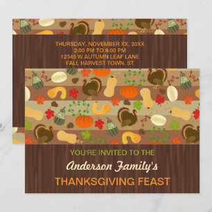 Thanksgiving Feast Fall Dinner Party Autumn Turkey Invitation