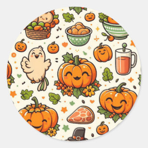 Thanksgiving feast family classic round sticker