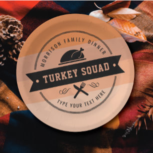 Thanksgiving Feast Funny Turkey Personalized Paper Plate
