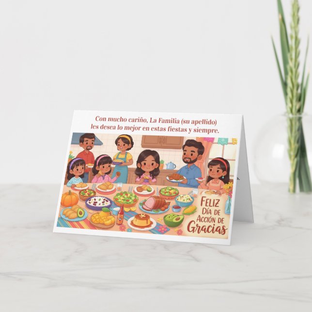 Thanksgiving Feast- Hispanic Family Card (Front)