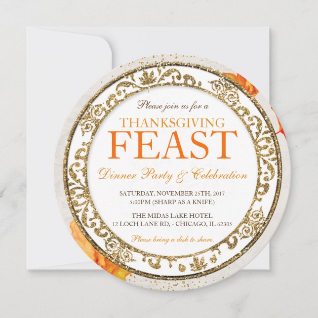 Thanksgiving Feast Holiday Party Invitation (Front)