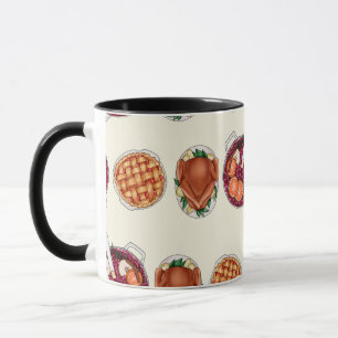 Thanksgiving Feast Pattern - Turkey, Pie, & Fruits Mug