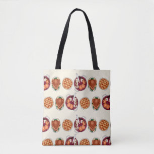 Thanksgiving Feast Pattern - Turkey, Pie, & Fruits Tote Bag