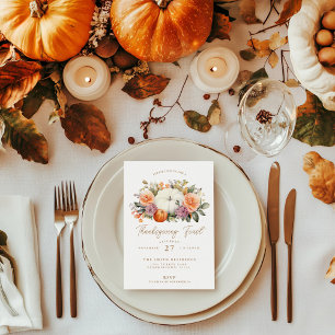 Thanksgiving Feast Pumpkin Dinner Party Holiday Card