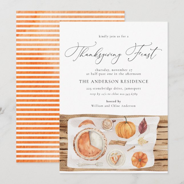 Thanksgiving Feast Pumpkin Fall Friendsgiving  Invitation (Front/Back)