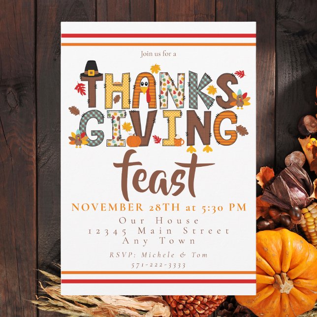  Thanksgiving Feast Script Festive  Invitation (Creator Uploaded)