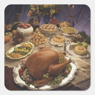 Thanksgiving feast square sticker