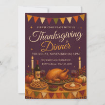 Thanksgiving Feast Table Bunting Plum Dinner