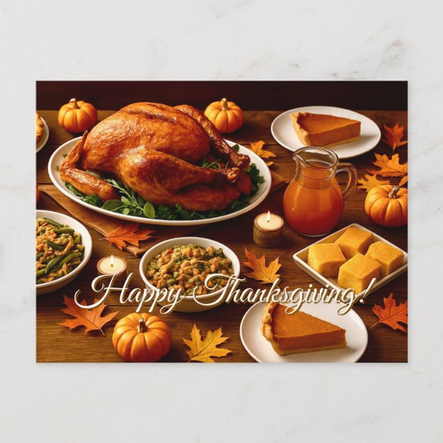 Thanksgiving Feast Table Postcard (Front)