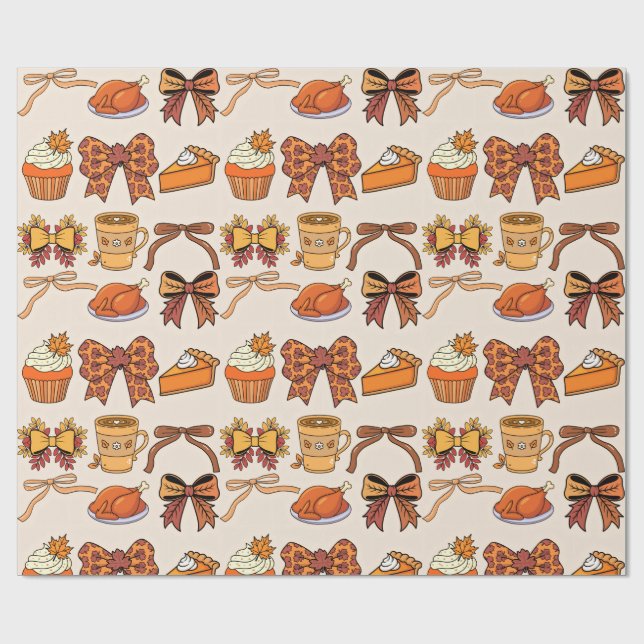 Thanksgiving Feast Themed Wrapping Paper (Flat)