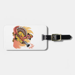 Thanksgiving Firefighter Turkey First Fire Rescue Luggage Tag