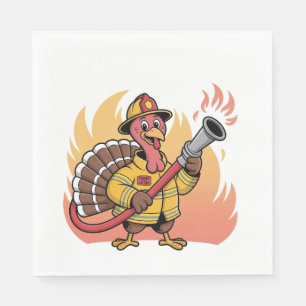 Thanksgiving Firefighter Turkey First Fire Rescue Napkin