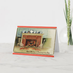 Thanksgiving Fireplace Holiday Card
