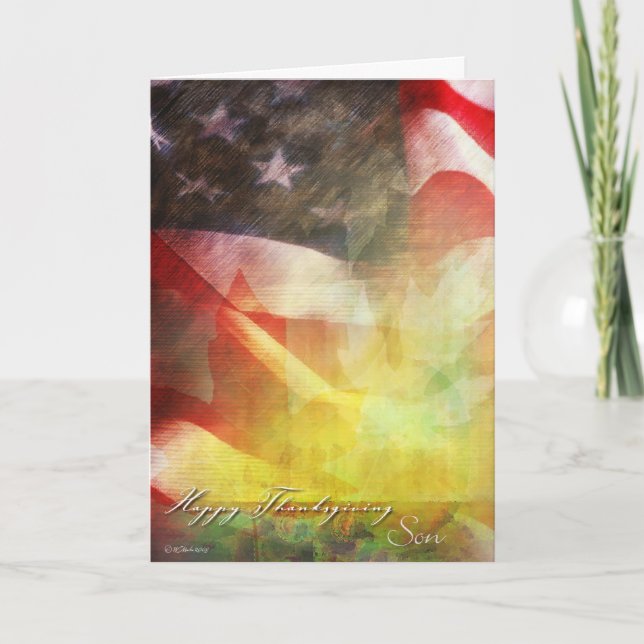 Thanksgiving Flag-Military Thanksgiving-Son Holiday Card (Front)