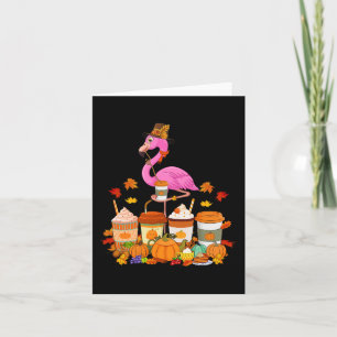 Thanksgiving Flamingo Wearing Hat Fall Coffee Cups Card