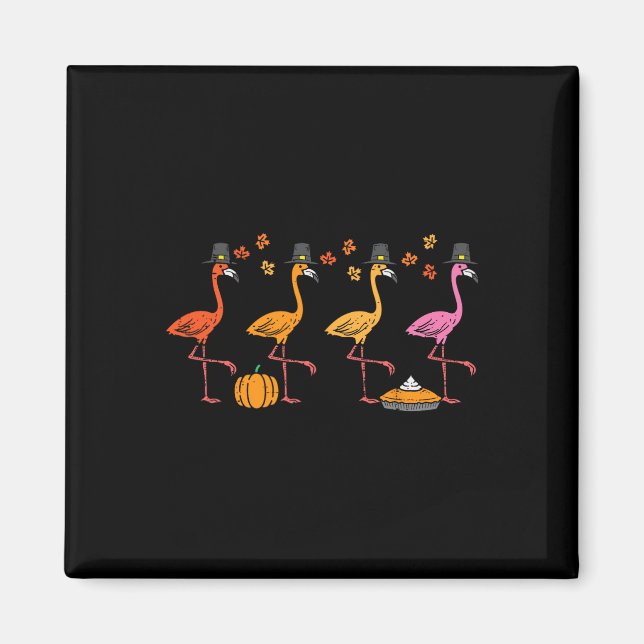 Thanksgiving Flamingos Funny Fall Autumn Bird Men  Magnet (Front)