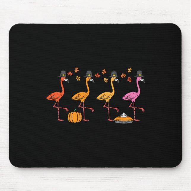 Thanksgiving Flamingos Funny Fall Autumn Bird Men  Mouse Mat (Front)