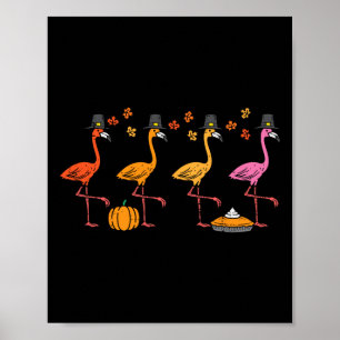 Thanksgiving Flamingos Funny Fall Autumn Bird Men Poster