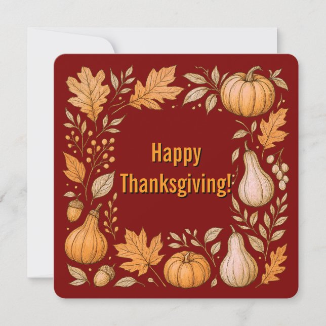 Thanksgiving Flat Thank You Card (Front)