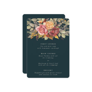 Thanksgiving Floral Border Flat 3 Course Menu