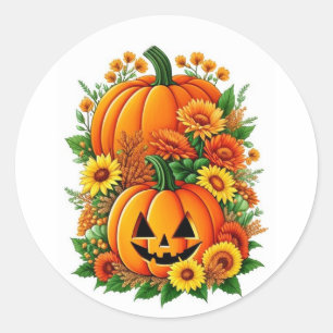 Thanksgiving Floral  Classic Round Sticker