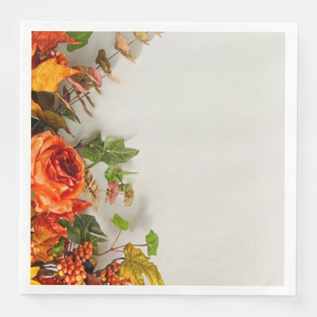 Thanksgiving Florals Paper Napkin (Front)