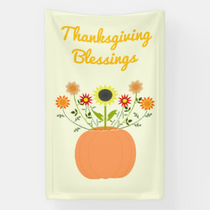 Thanksgiving Flowers in Pumpkin Custom Banner