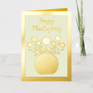 Thanksgiving Flowers in Pumpkin Custom Foil Greeting Card
