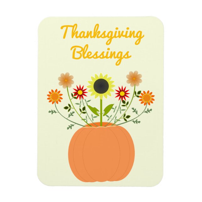 Thanksgiving Flowers in Pumpkin Custom Magnet (Vertical)