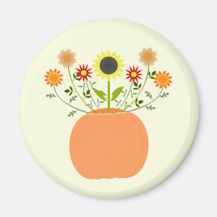 Thanksgiving Flowers in Pumpkin Magnet