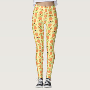 Thanksgiving Flowers in Pumpkin Patterned Leggings