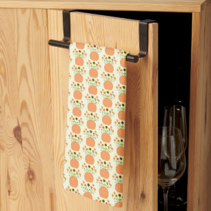 Thanksgiving Flowers in Pumpkin Patterned Tea Towel