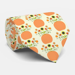 Thanksgiving Flowers in Pumpkin Patterned Tie