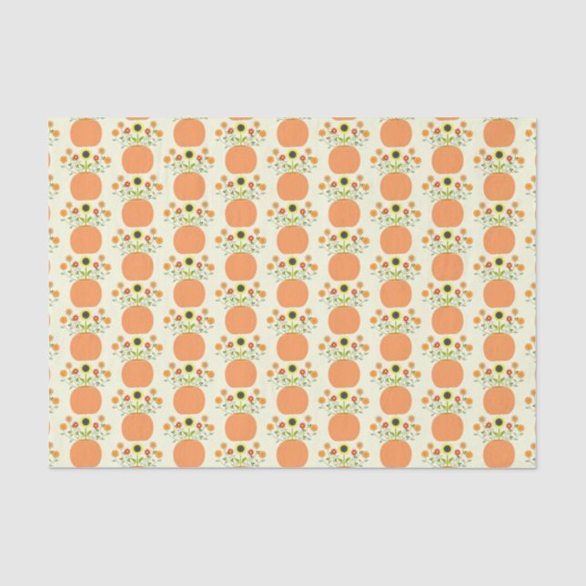 Thanksgiving Flowers in Pumpkin Patterned Tissue Paper (Front)