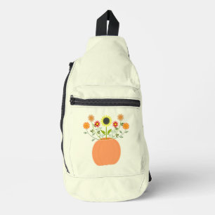 Thanksgiving Flowers in Pumpkin Sling Bag