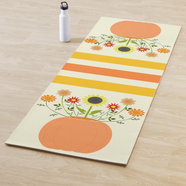 Thanksgiving Flowers in Pumpkin Yoga Mat (In Situ)