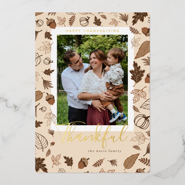 Thanksgiving Foil Holiday Card (Front)