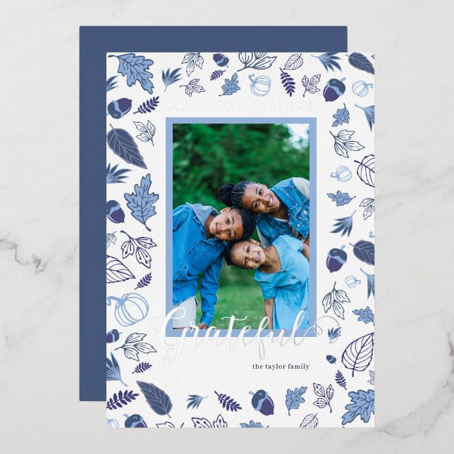 Thanksgiving Foil Holiday Card (Front/Back)