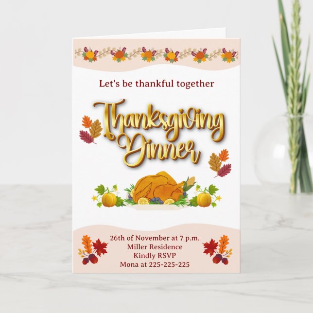 Thanksgiving Folded Holiday Card (Front)