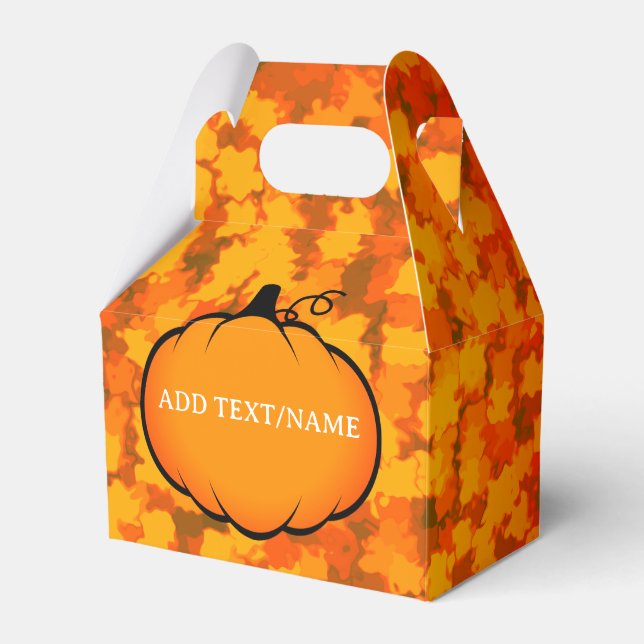 Thanksgiving Foliage Pumpkin Drawing Custom Text Favour Box (Front Side)