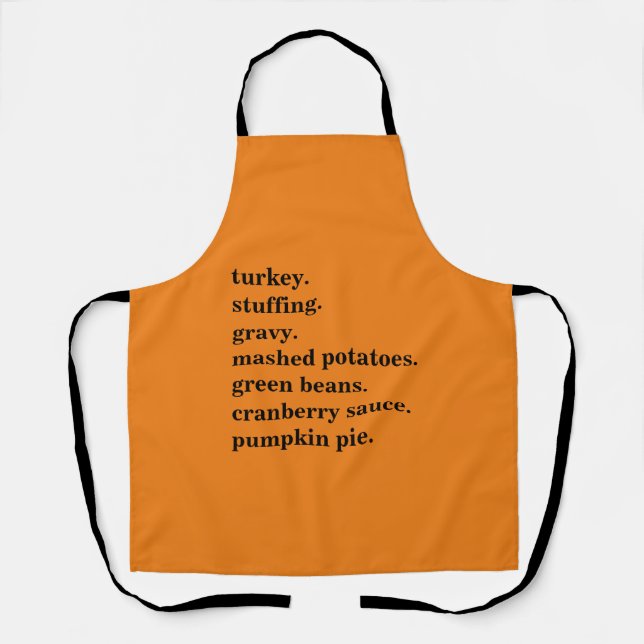 Thanksgiving Food Dinner List Personalised Apron (Front)