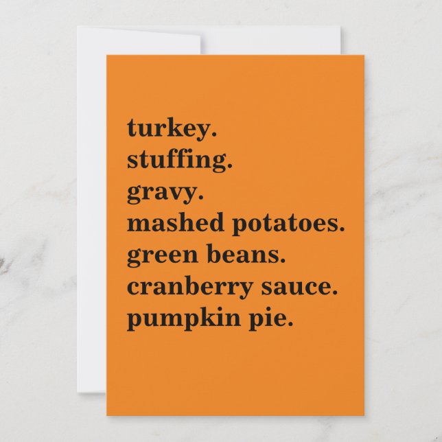 Thanksgiving Food Dinner List Personalised Holiday Card (Front)