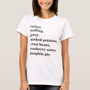 Thanksgiving Food Dinner List Personalised T-Shirt