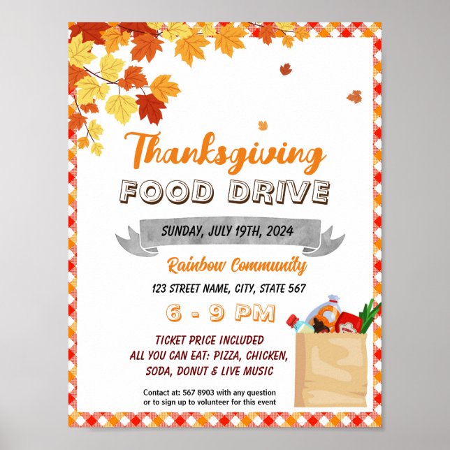 Thanksgiving Food Drive event Flyer Poster (Front)