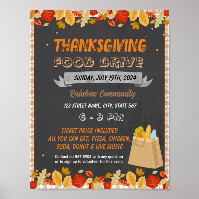 Thanksgiving Food Drive event template Poster (Front)