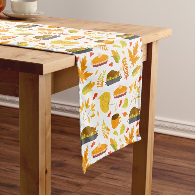 Thanksgiving Food Images Pattern Short Table Runner (In Situ)