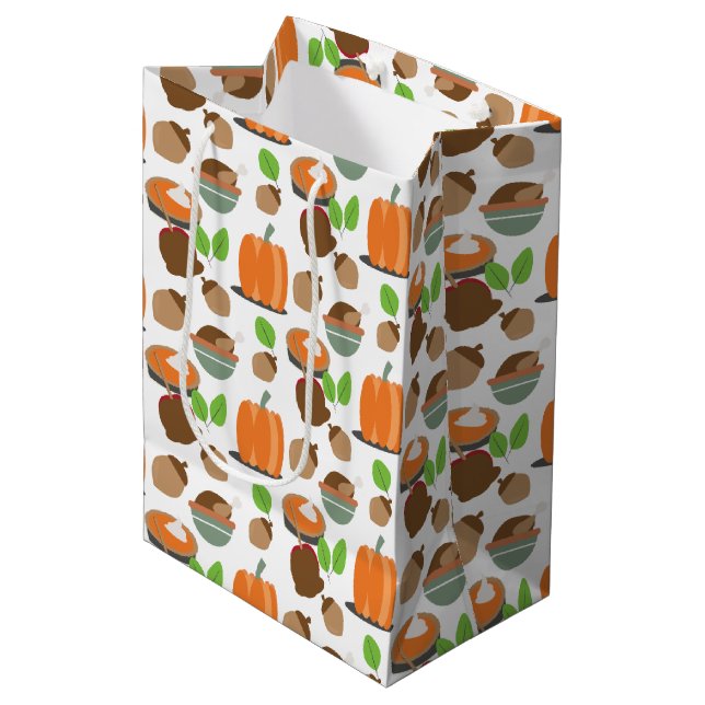 Thanksgiving Food Theme Pattern Medium Gift Bag (Front Angled)